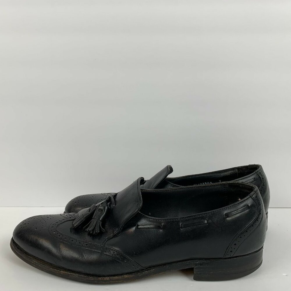 Vintage ET Wright Loafers Mens Size 10.5 C Black Leather Tassel Wingtip